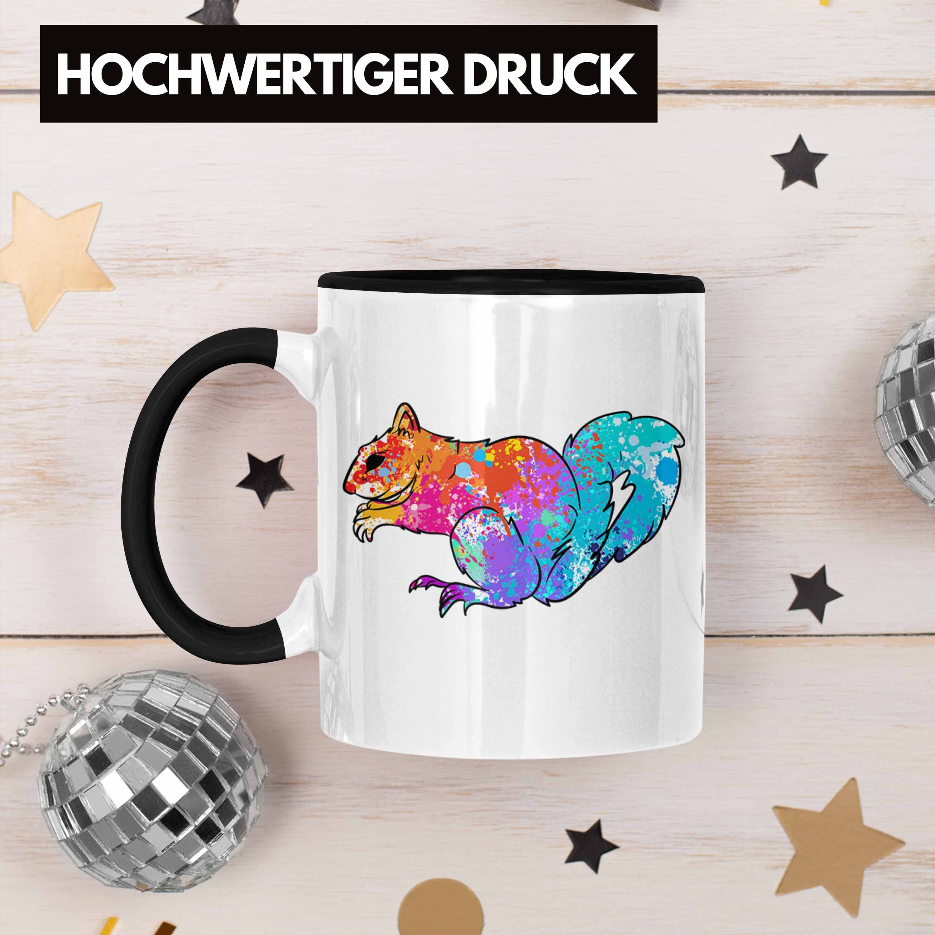 Eichhörnchen und Tasse Geschenk Schwarz Bunte Natur- Tierliebhaber Trendation Tasse für