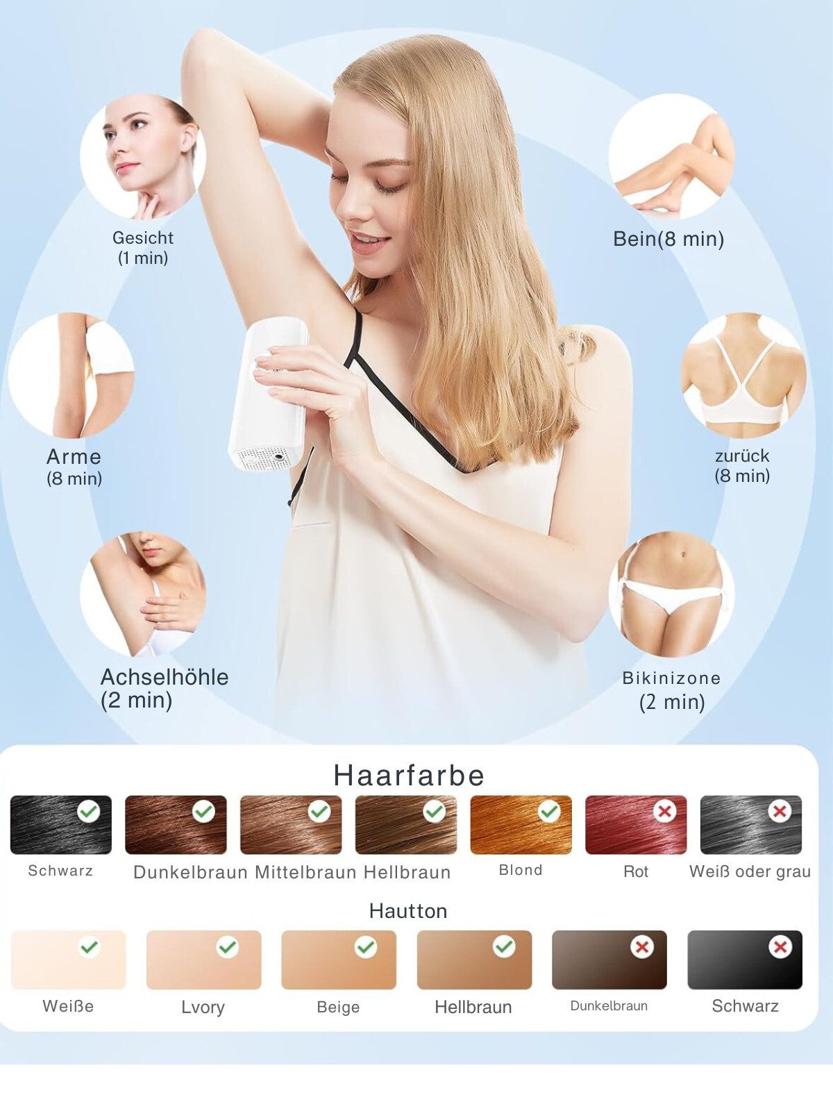 Vivitar IPL-Haarentferner Pulslicht Epilierer Laser Epilierer für Frauen und Männer, schmerzfreie dauerhafte Haarentfernung, für Gesicht, Arme, Beine, Achseln, Bikini, 6 Leistungsstufen