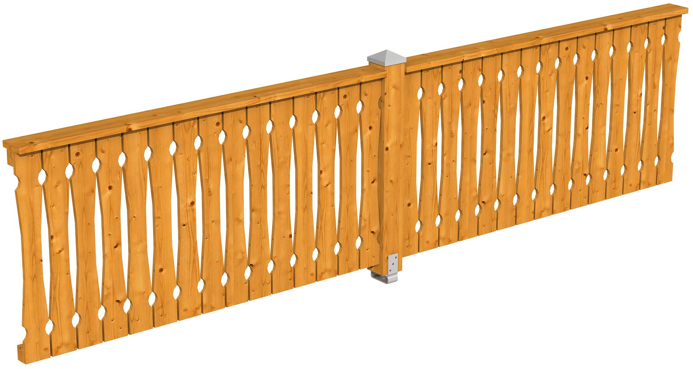 Skanholz Brüstungsgeländer Balkonschalung, 400 cm Länge, 96 cm Höhe, mit 1 Pfosten