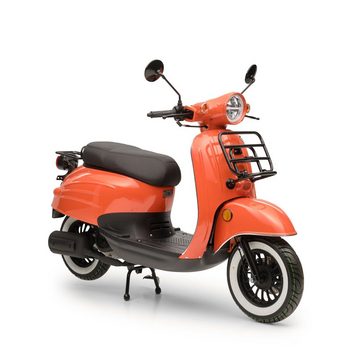 Burnout Motorroller Luna Feuerrot, 50 ccm, 45 km/h, Euro 5, Unverwechselbares Retro Design, Moped, Neues Modell 2024