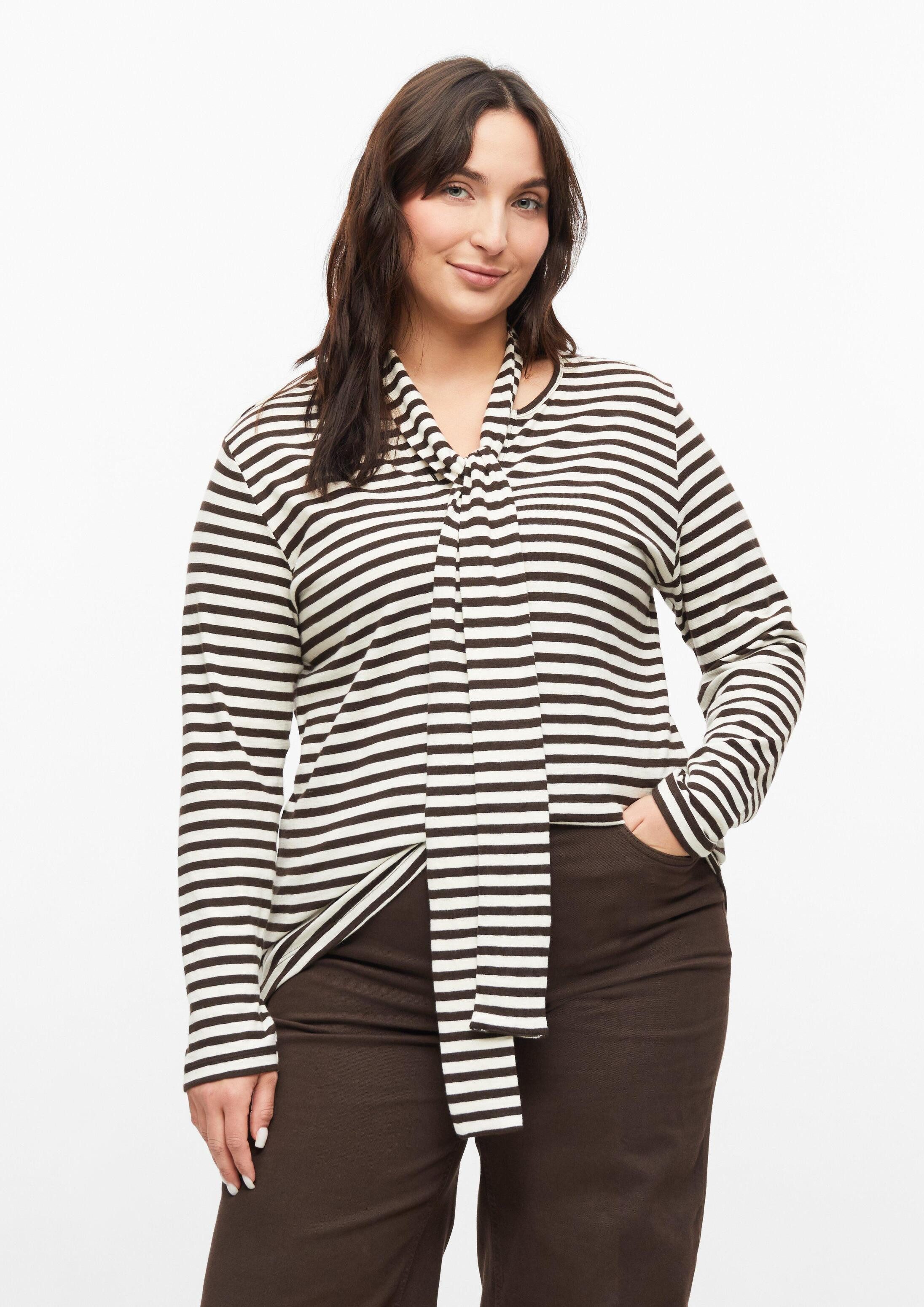 s.Oliver Langarmshirt T-Shirt Henleyshirt mit abnehmbarem Schal