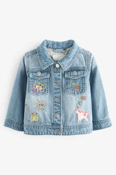 Next Jeansjacke Jeansjacke mit Einhorn-Stickerei (1-St)