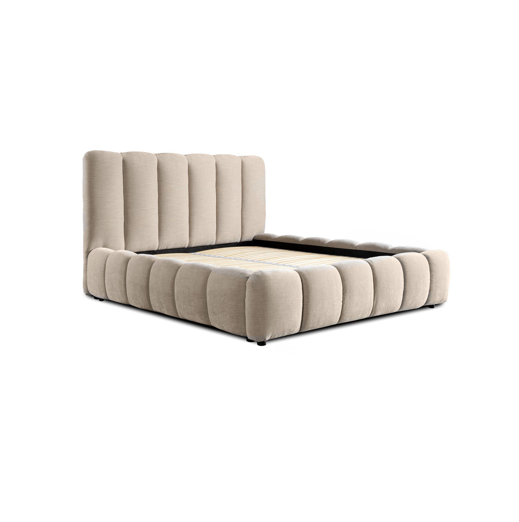 Fun Möbel Polsterbett Doppelbett Schlafzimmerbett HEDA in Stoff (mit Lattenrost, ohne Matratze, inkl. Bettkasten)