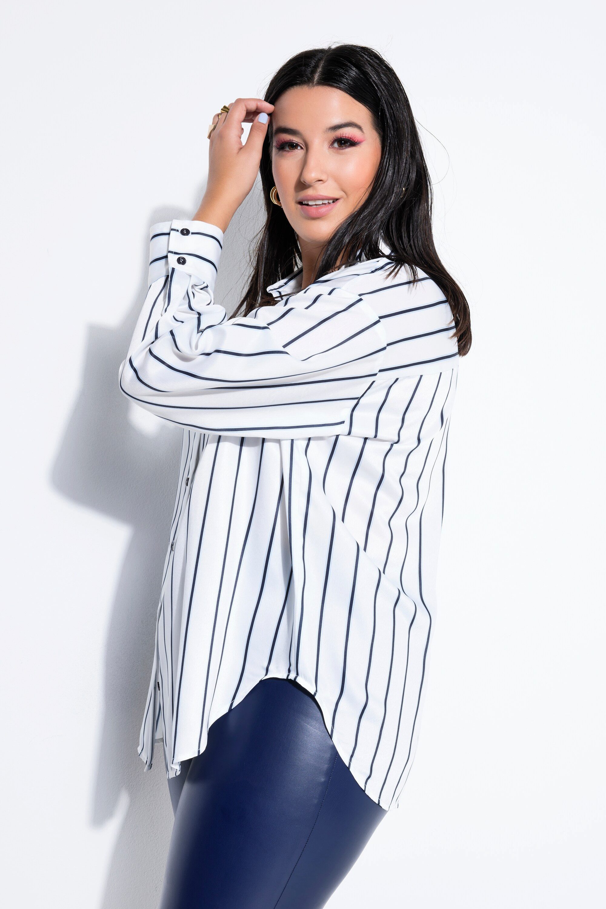 Studio Untold Hemdbluse Hemd Oversize Shape Satin Streifen