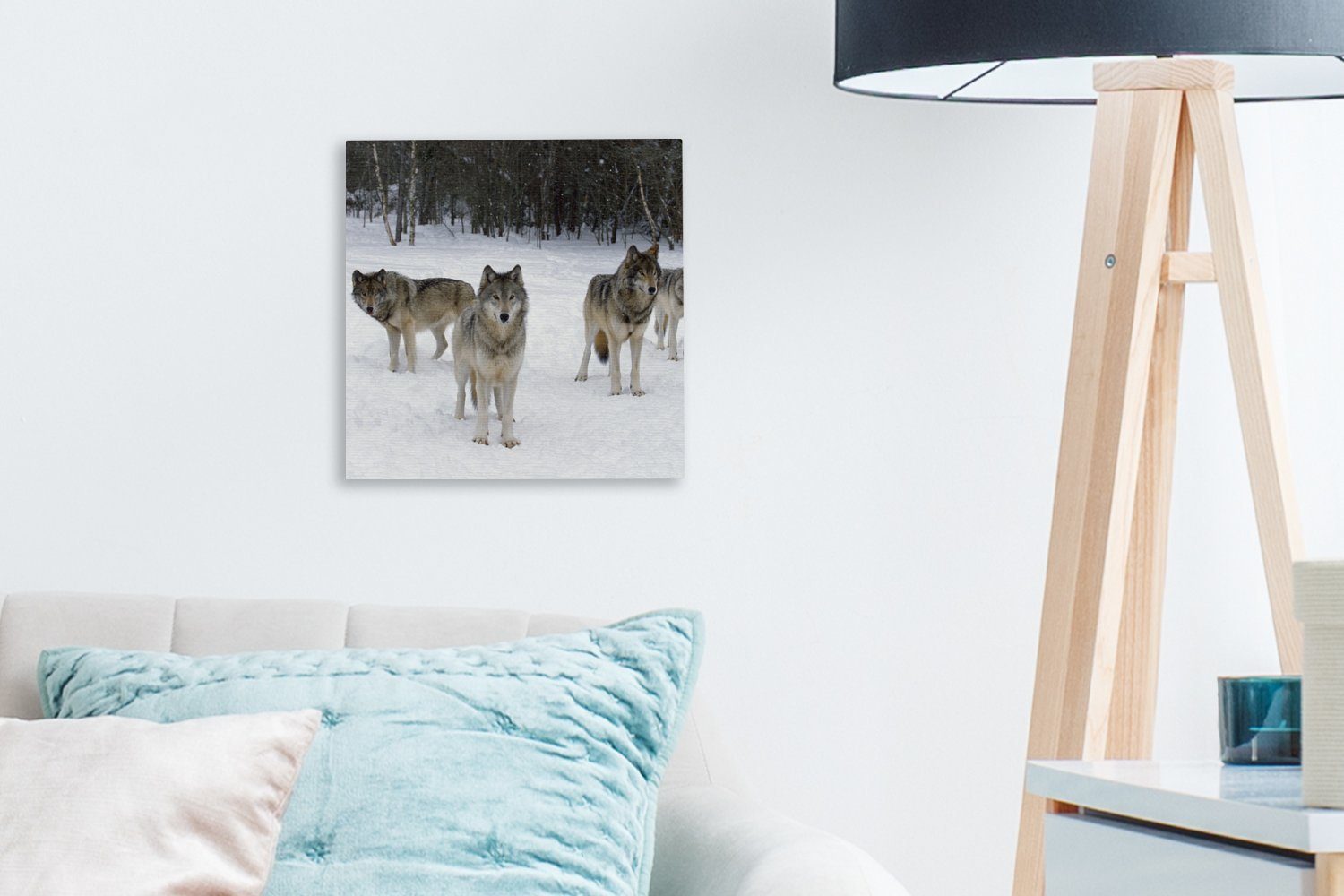 für Wohnzimmer OneMillionCanvasses® St), Wolf Bilder Kanada, - Leinwandbild (1 Schlafzimmer Schnee - Leinwand