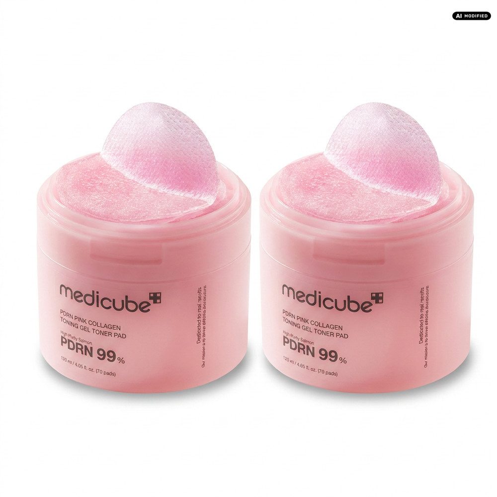 Medicube Toner Medicube PDRN Pink Collagen Toning Gel Toner Pad 2er Set, 70-tlg., Vorteilspack mit 2 Dosen à 70 Toner-Pads