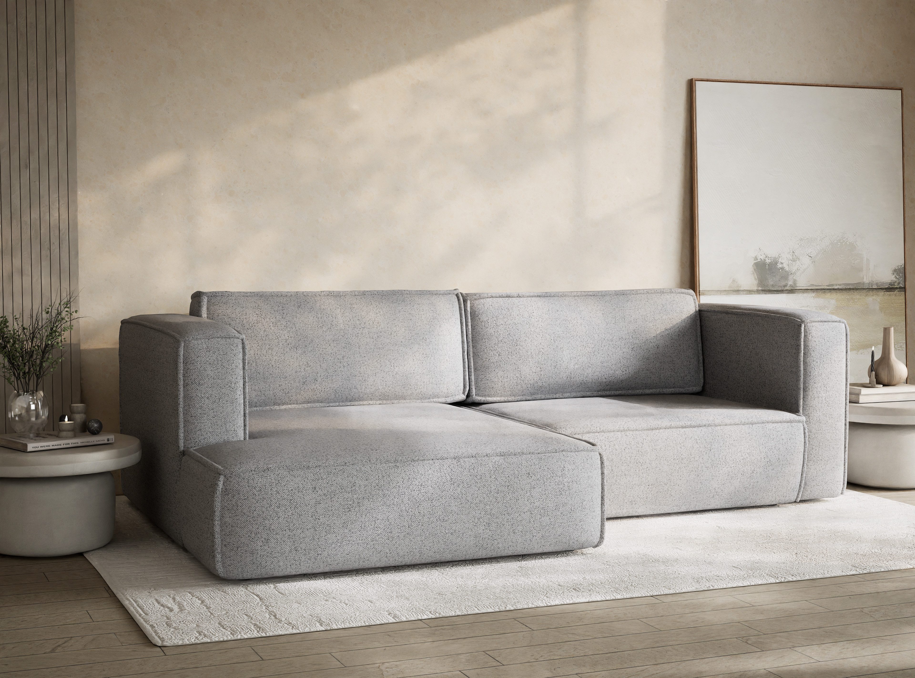 Maison de Rêve Ecksofa Velto mit Schlaffunktion links, Ecksofa mit Bettkasten, Schlafsofa, Liegefläche 135x202 cm