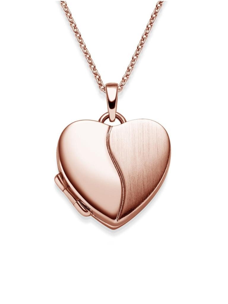Amoonic Amulett Herz Medaillon zum Öffnen für Bilder Silber 925 Herzkette Anhänger (inkl. Schmucketui), Anhänger aufklappbar befüllbar Foto Gold Rosegold vergoldet Geschenk