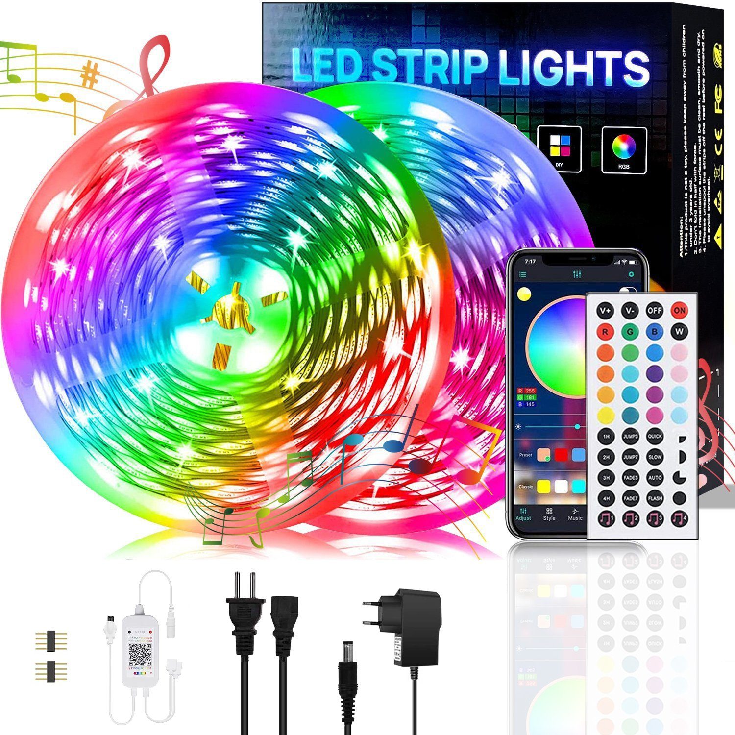 Dedom LED 20M, Steuerung APP Bluetooth, Strip, LED RGB, Stripe LED Streifen,