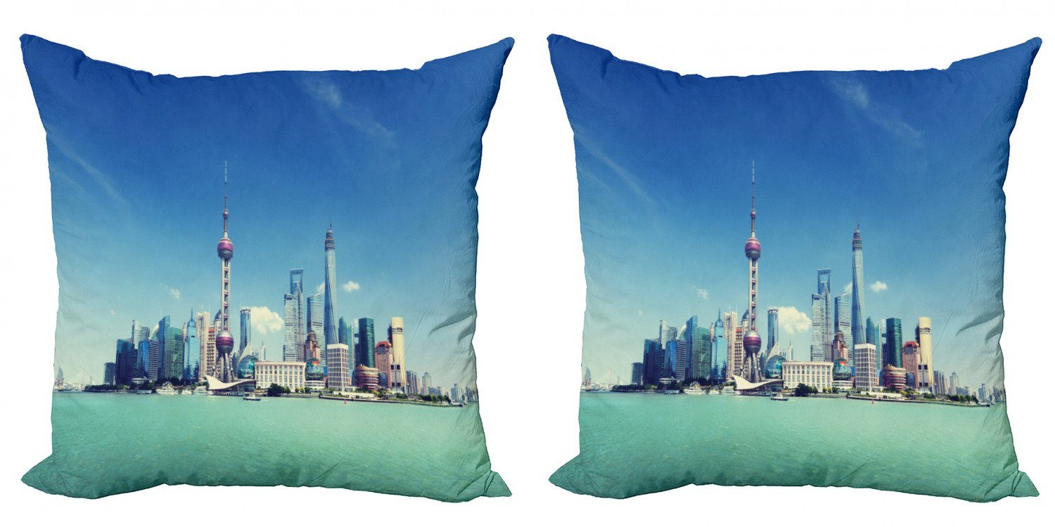 Kissenbezüge Modern Accent Doppelseitiger Digitaldruck, (2 Abakuhaus Shanghai-Landschaft Modern Stück)