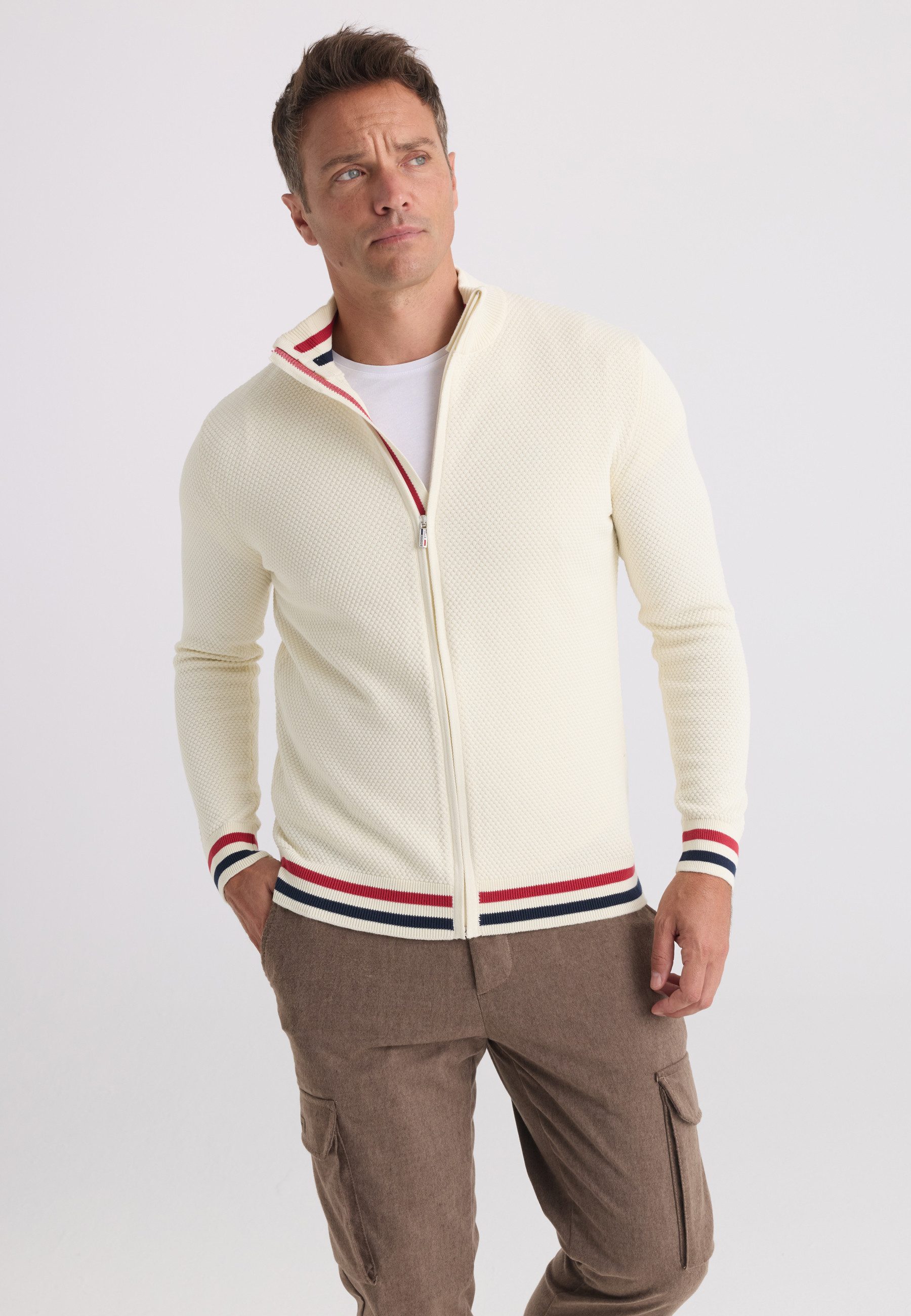 Felix Hardy Strickjacke Strickjacke mit durchgehendem Reißverschluss
