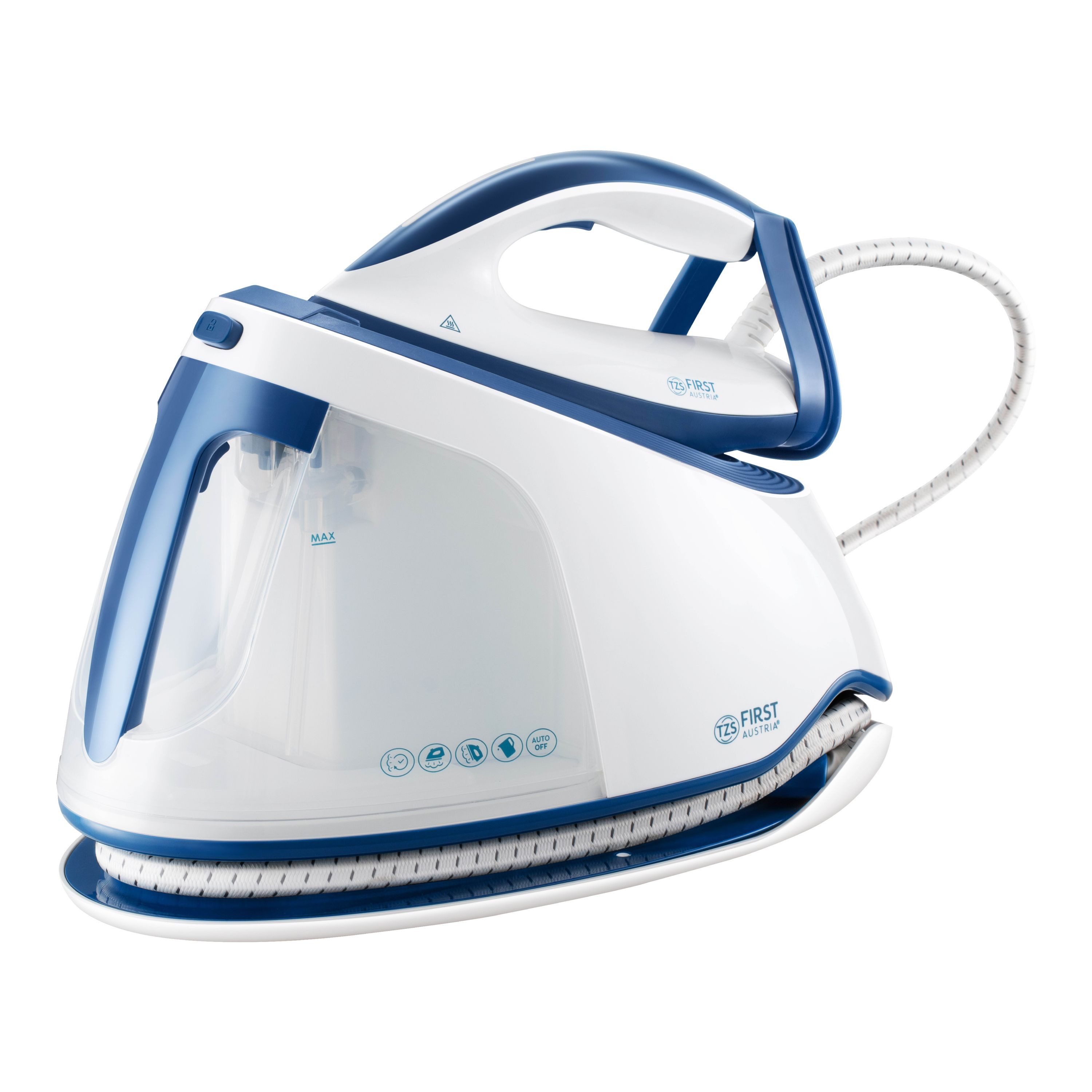 TZS FIRST AUSTRIA Dampfbügelstation 3000W, 8 bar Druck, 160g/min, 5g Dampfstoß, 1500ml Wassertank, Keramiksohle, Anti-Tropf- & Ausschaltfunktion, Vertikaldampf, Antikalk