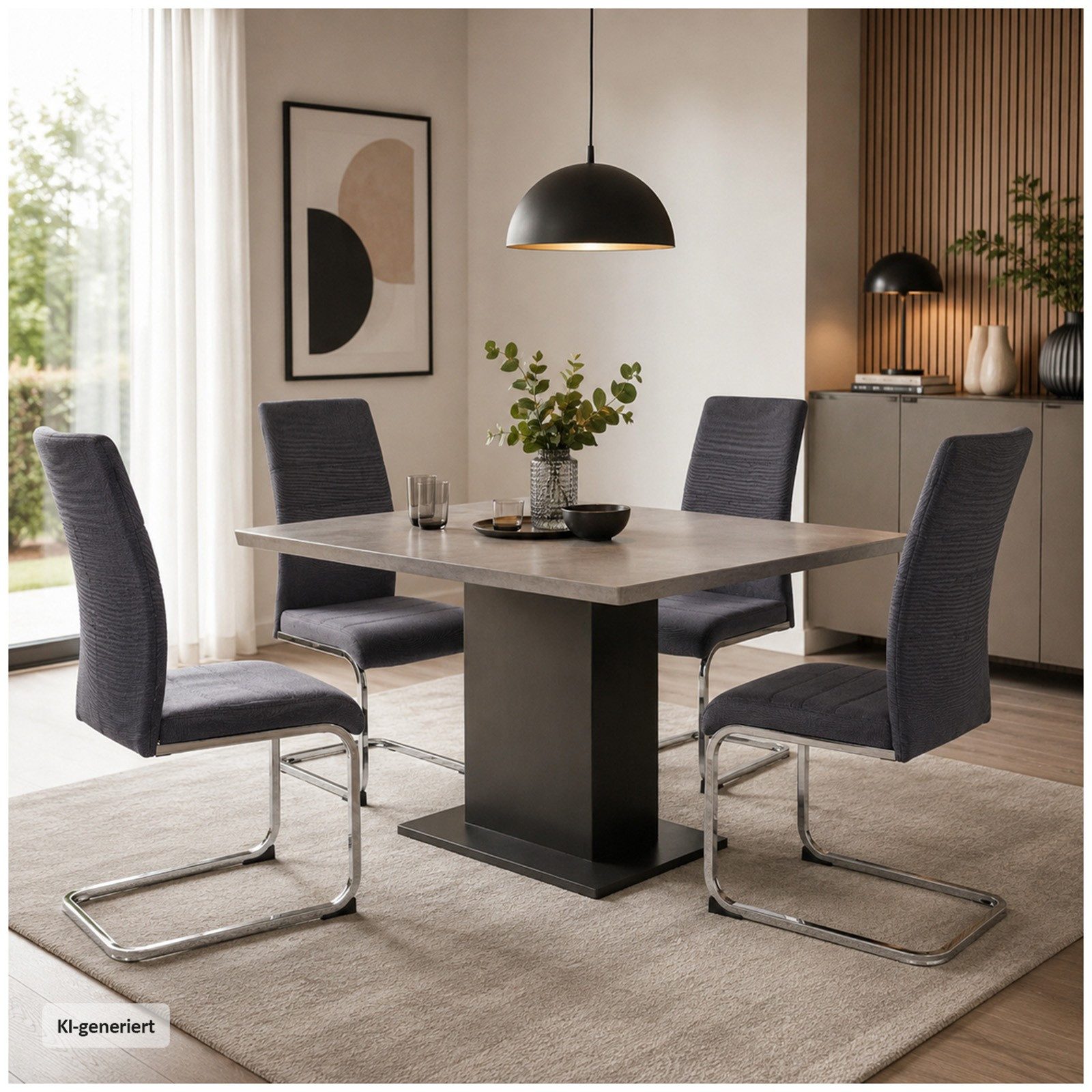 HTI-Line Freischwinger Schwingstuhl SallyC Grau 4er (Set, 4 St), Freischwinger Esszimmerstuhl