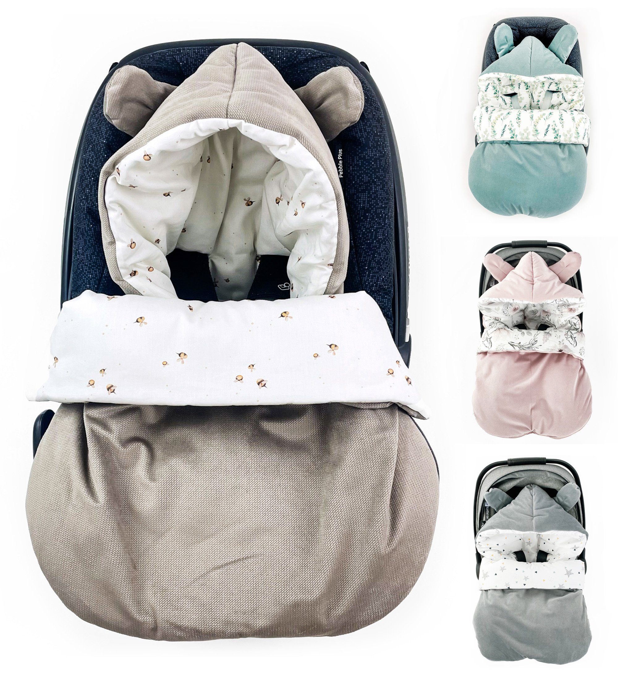Fußsack BABYFUßSACK für Babyschale Frühling Übergang warm mit Füllung