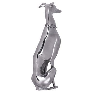 Wohnling Tierfigur WL1.251 (Windhund 18x70x25cm Aluminium Metall Silber Modern), Hundefigur Groß, Skulptur Hundestatue Dekoration