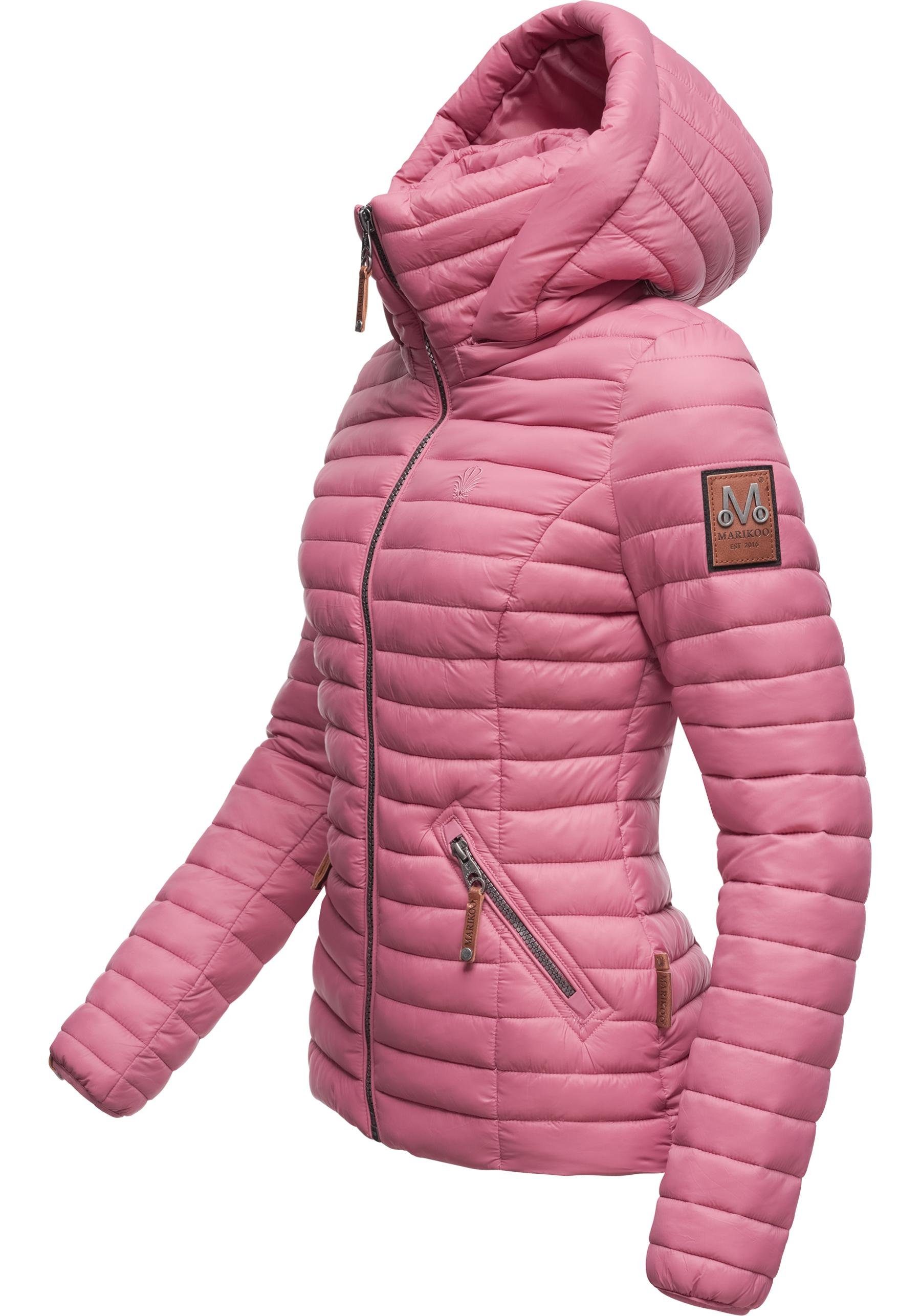 Marikoo Steppjacke stylische mit Kapuze Löwenbaby himbeere Übergangsjacke abnehmbarer