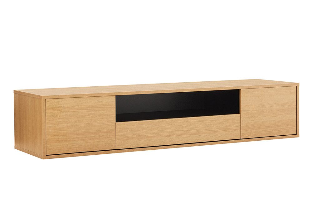 riess-ambiente TV-Board LOFT 150cm natur/schwarz - hängend, Eichen-Design, 5 Fächer, Schublade (Einzelartikel, 1 St), Sideboard mit Ablage & Stauraum- ideal für Flur, Wohnbereich & TV-Ecke