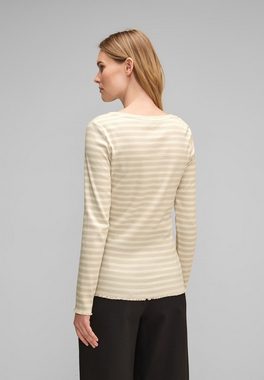 STREET ONE Langarmshirt Street One Gestreiftes Rippshirt in Spring Sand (1-tlg) Nicht Vorhanden