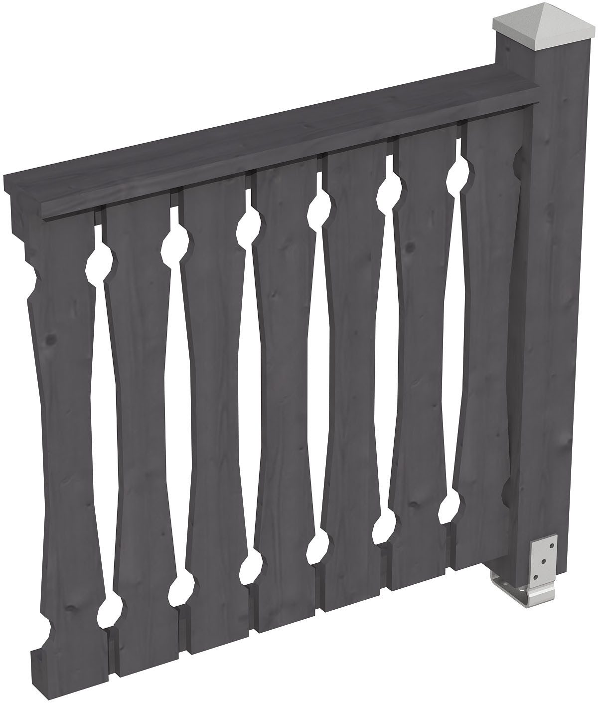 Skanholz Brüstungsgeländer Balkonschalung, 108 cm Länge, 96 cm Höhe, mit 1 Pfosten