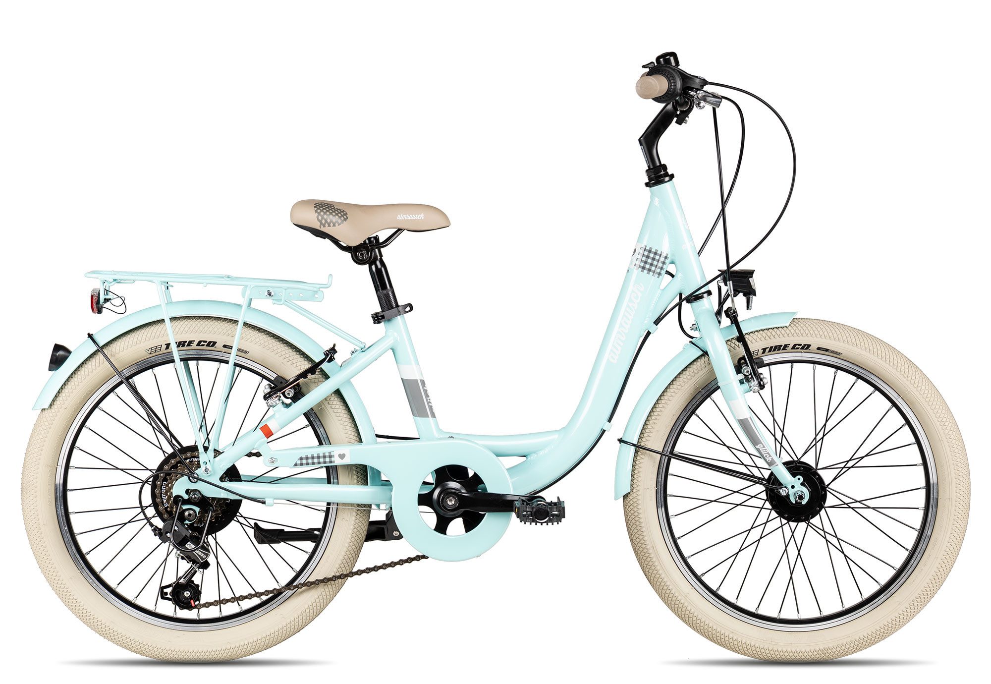 Almrausch Kinderfahrrad Glück 7 20, 7 Gang Shimano Tourney 7 Schaltwerk, Kettenschaltung, Straßenausstattung blau