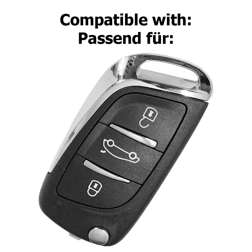 Schutzhülle Autoschlüssel Schlüsseltasche DS4 mt-key Silikon Berlingo Apfelgrün, Softcase DS6 Klappschlüssel 3 Citroen DS3 C4 für Tasten DS5