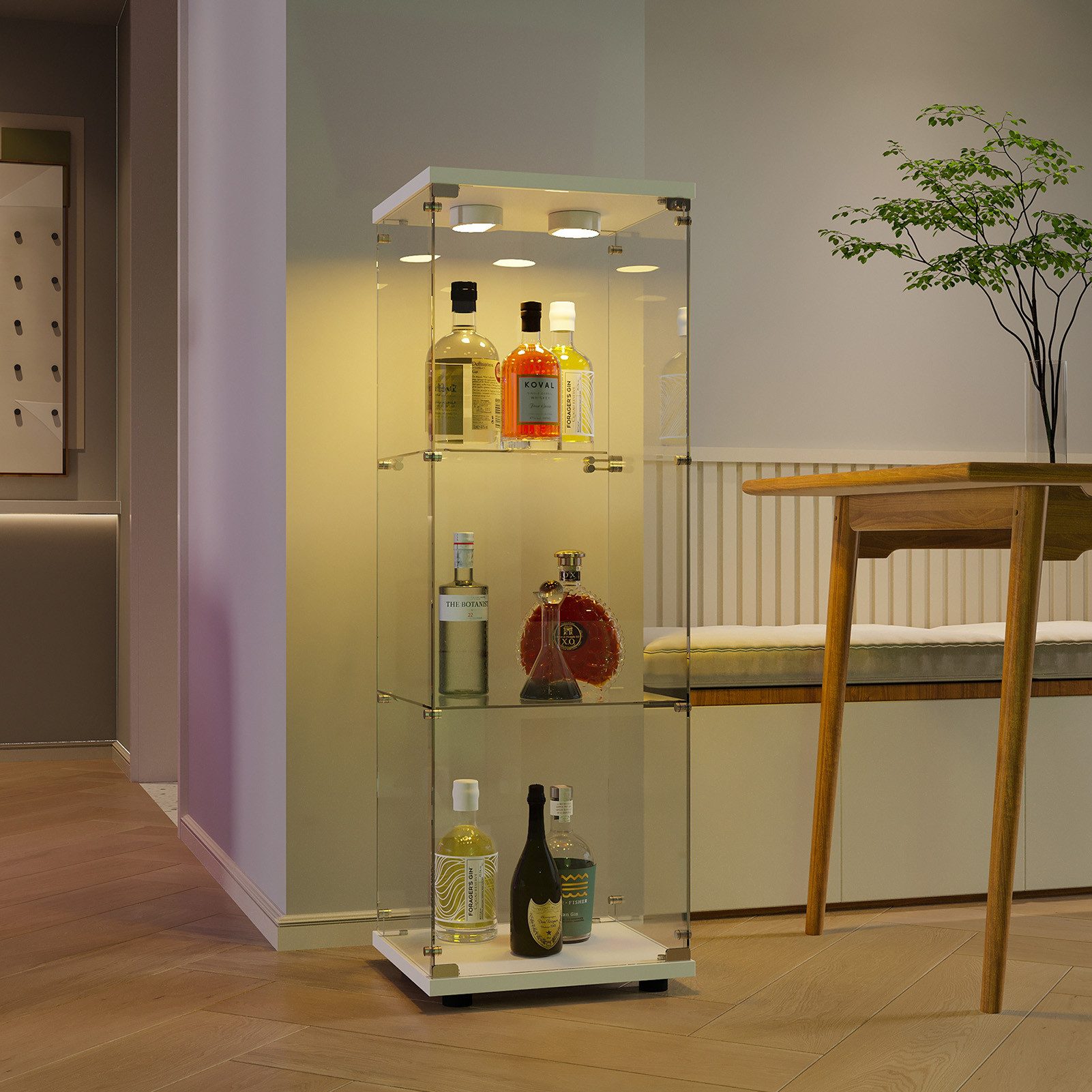 FUROKOY Glasvitrine Standvitrine, Modern Glas Vitrinenschrank mit Beleuchtu günstig online kaufen