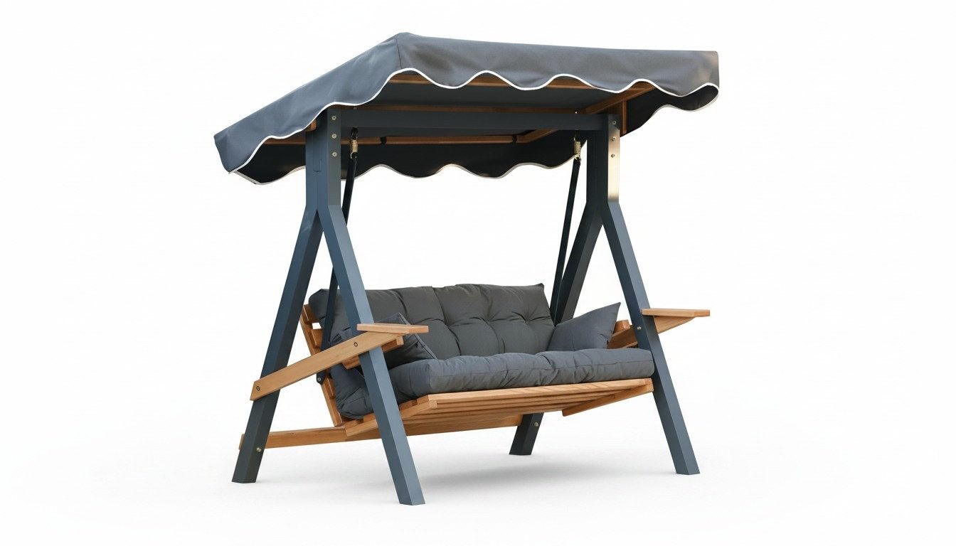 JVmoebel Schaukelsitz Graue Gartenschaukel mit Vordach für eleganten Komfort im Freien (1-tlg), Made in Europa