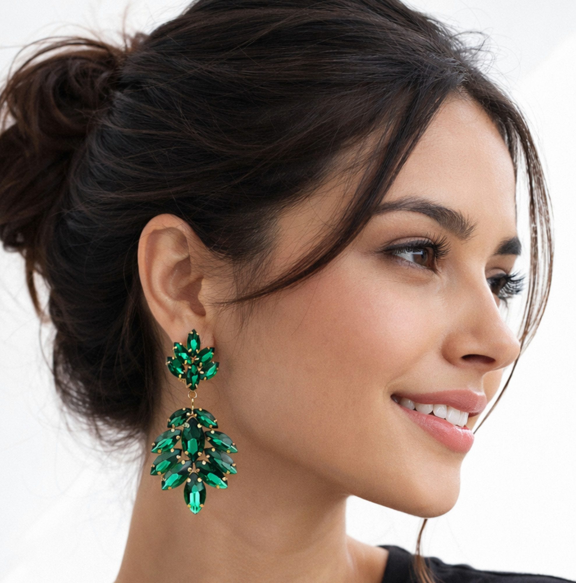 Ella Jonte Paar Ohrclips, Statement Ohrringe – Elegante XXL Ohrclips mit Strass