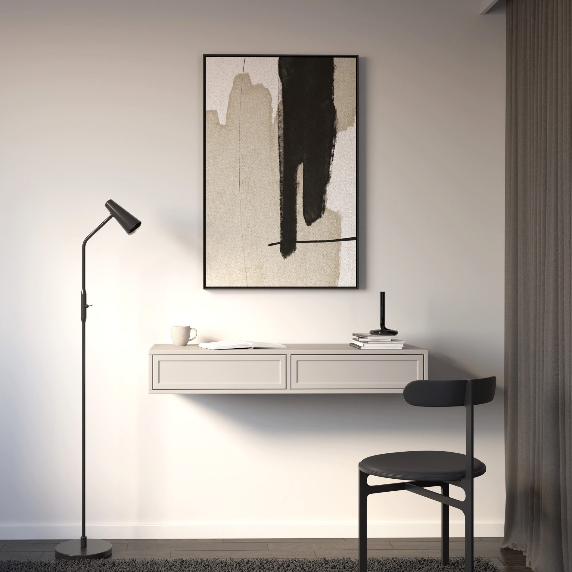 Selsey Schminktisch VELVETO, Wandhängender Schminktisch mit 2 Schubladen, 110 cm breit