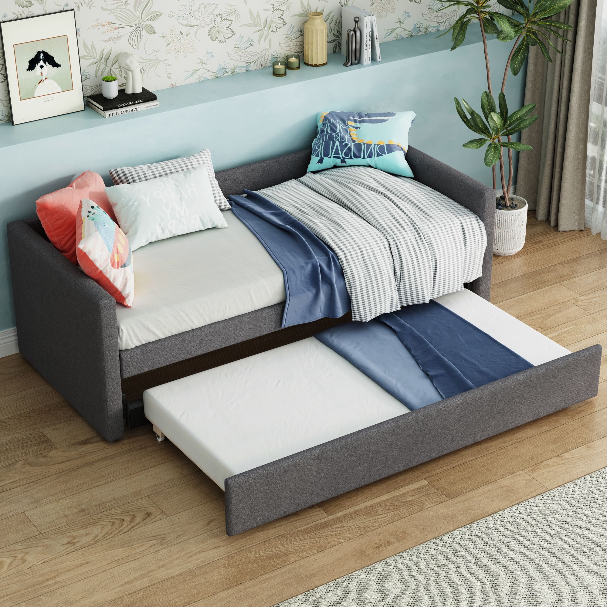 Flieks Daybett, Tagesbett Schlafsofa Polsterbett 90x200cm mit Ausziehbett 9 günstig online kaufen