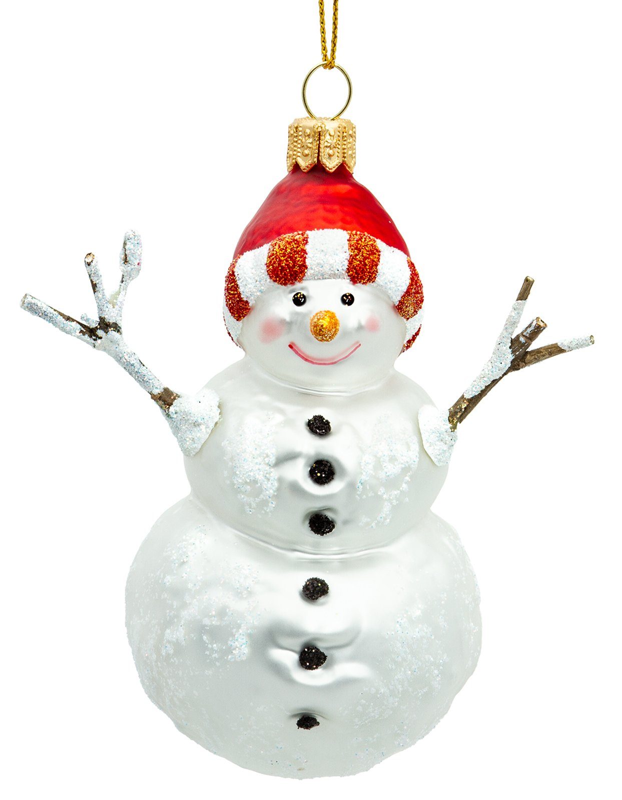 SIKORA Christbaumschmuck BS703 Schneemann Line mit Anhänger Weihnachtsbaum Premium Glas Ästen - Figur