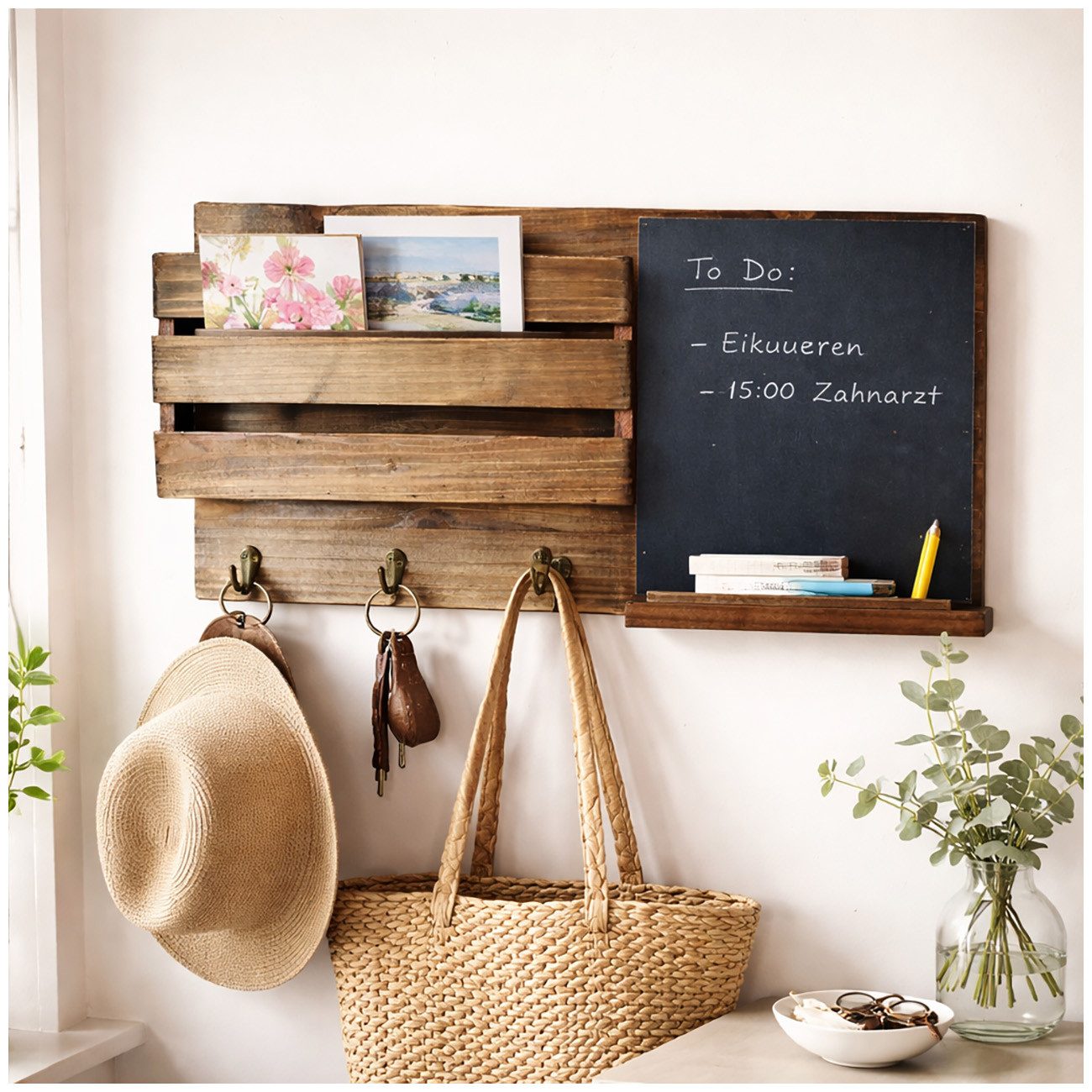 HTI-Living Pinnwand Wandorganizer mit Tafel Natur Lino, (Stück, 1-tlg., 1 Memoboard), Memoboard Schlüsselbrett