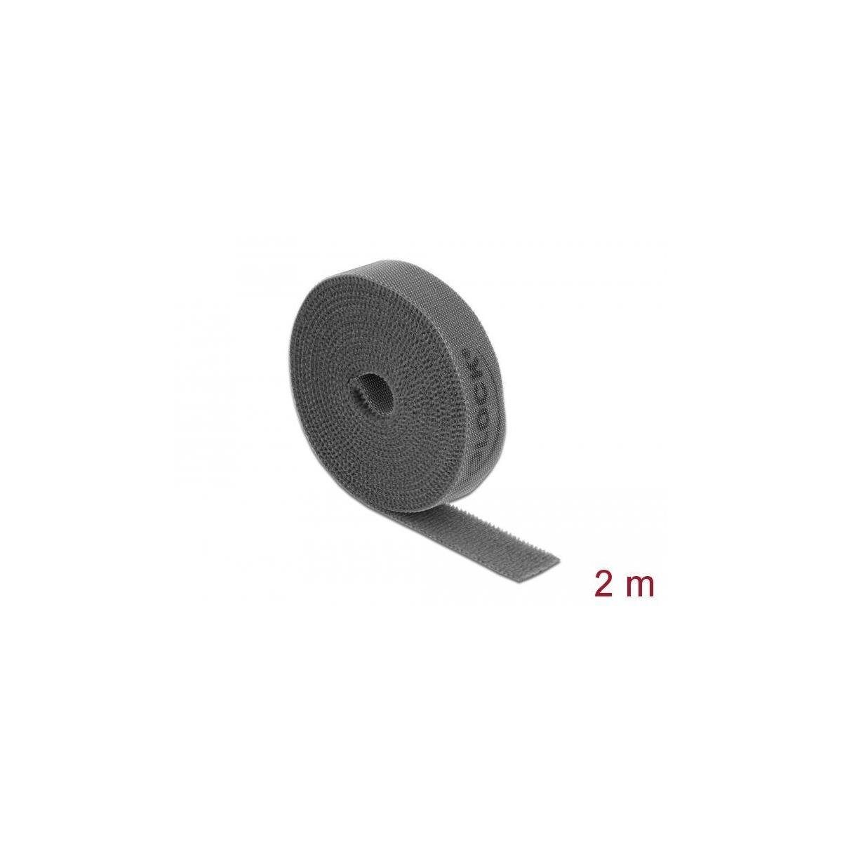Delock Kabelbinder Klettband auf Rolle L 2 m x B 15 mm grau