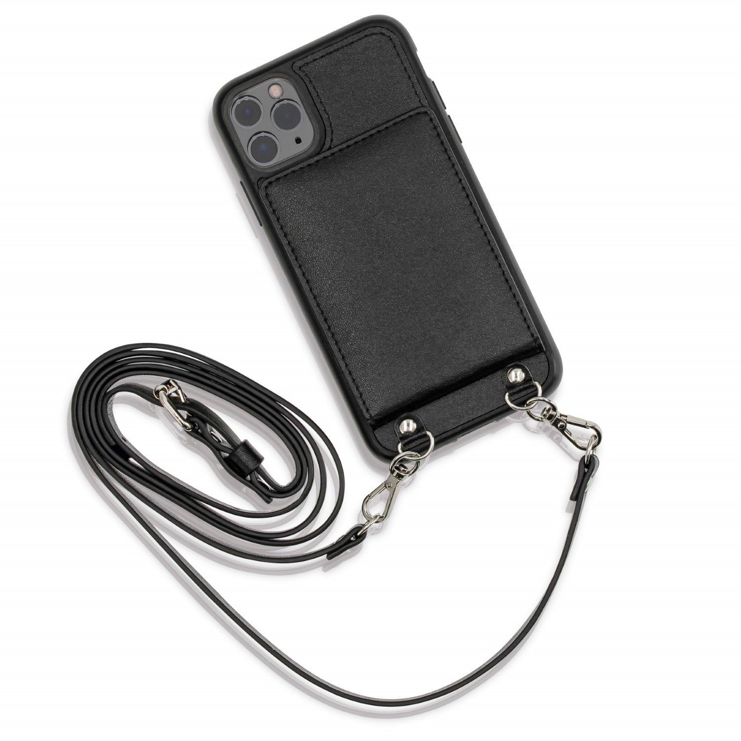 Hama Handyhülle Handy-Kette Cover Hülle Umhänge-Tasche Band, Schützhülle mit Kordel und integriertem Spiegel, Kartenfach,Cross-Body