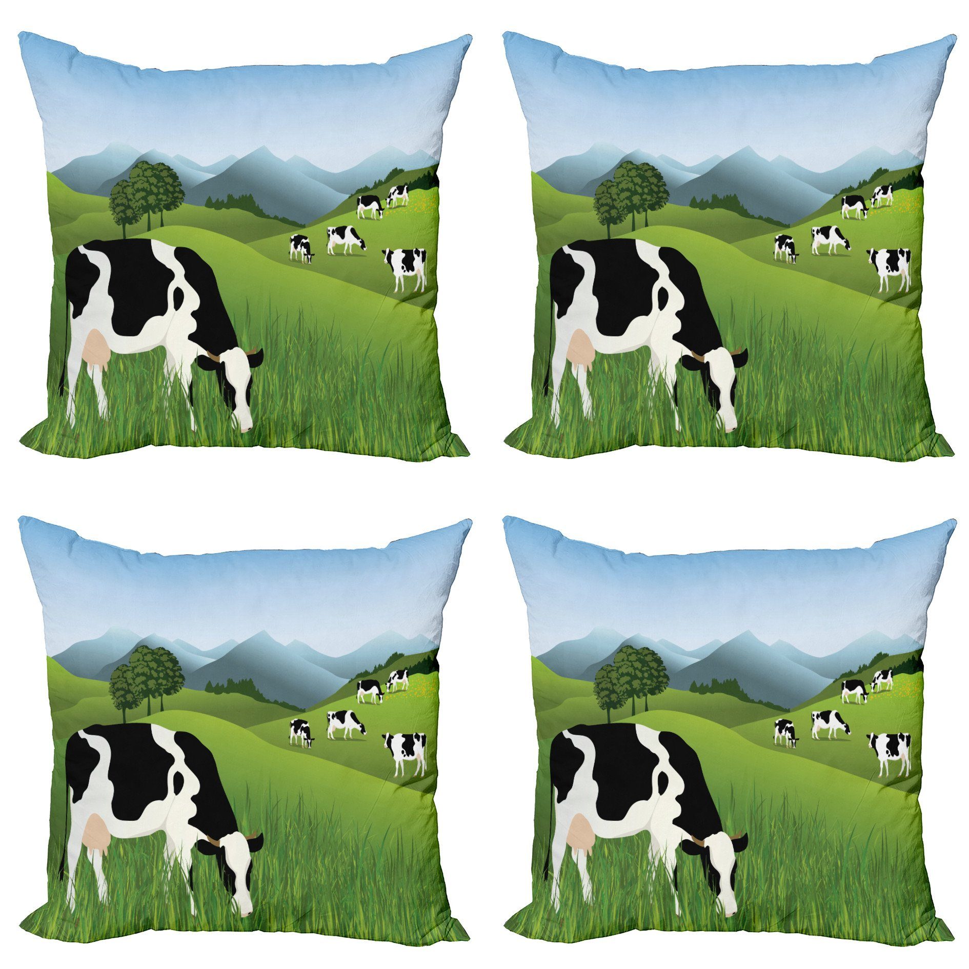Kissenbezüge Modern Accent Doppelseitiger Digitaldruck, Abakuhaus (4 Stück), Das Vieh Landwirtschaft Landschaft