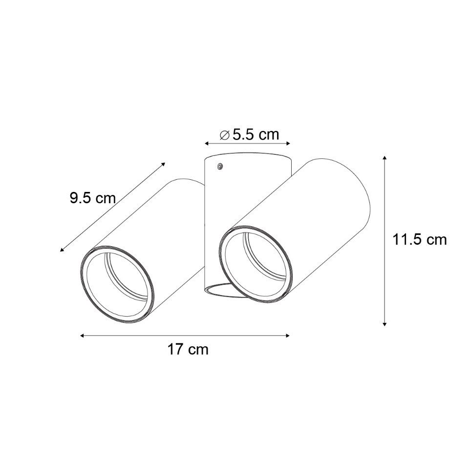 Qazqa LED Aufbaustrahler Michael, ohne Leuchtmittel, Warmweiß, QAZQA Aufbau­spot, gu10, gunmetal, Aluminium, Design