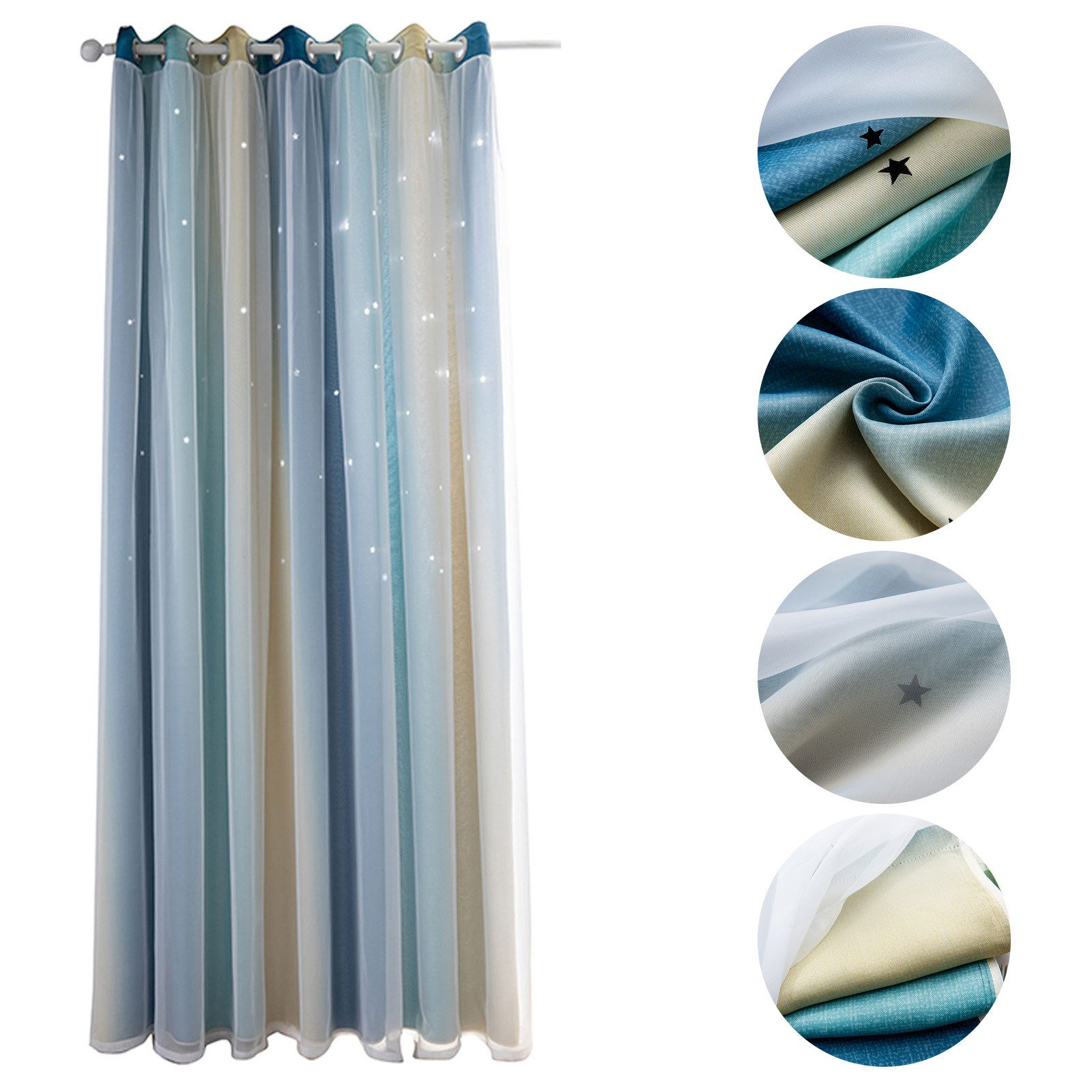 OKWISH Verdunkelungsvorhang 2er Set Curtains Farbverlauf Vorhänge Tüllvorhä günstig online kaufen