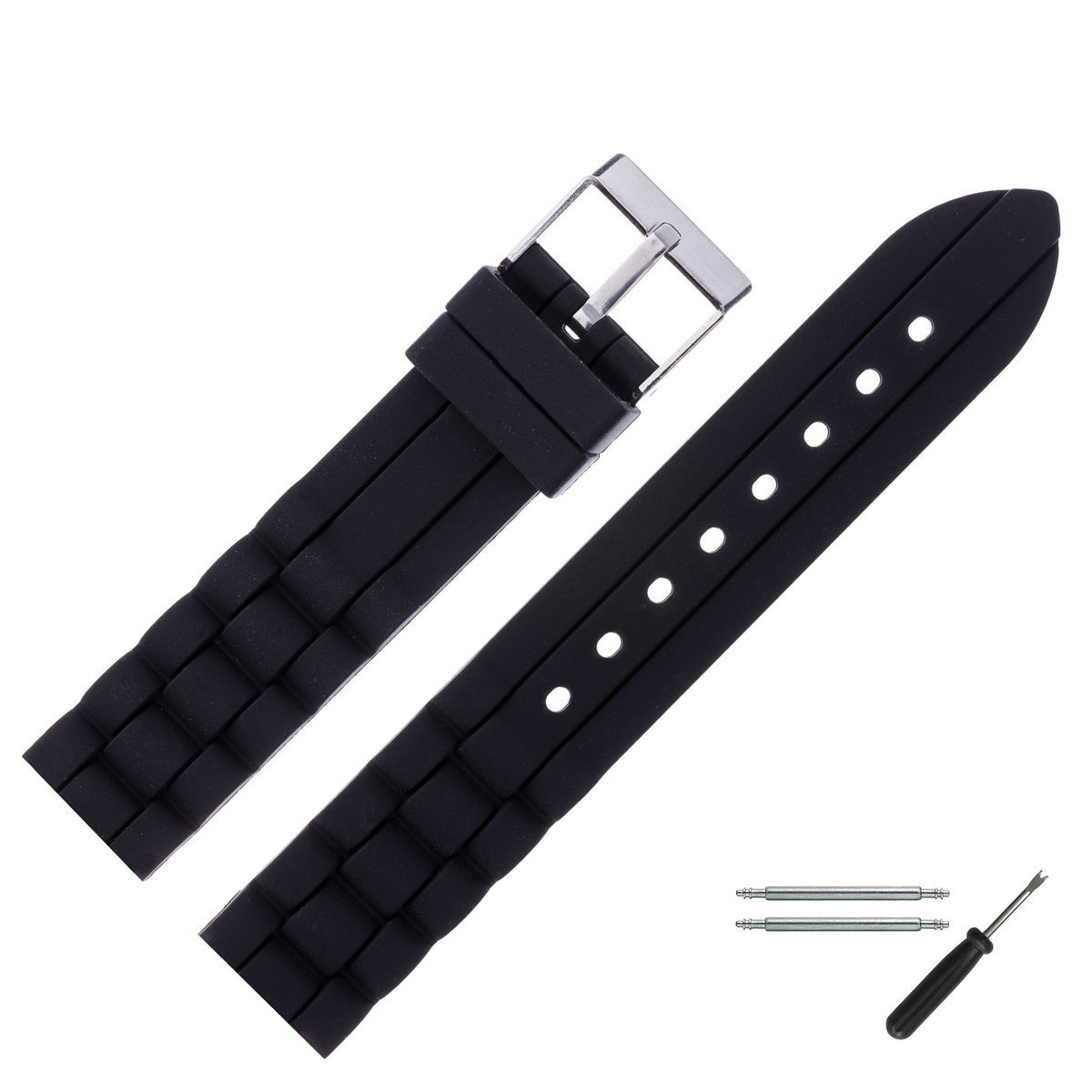 MARBURGER Uhrenarmband 20mm Kunststoff Silikon Schwarz günstig online kaufen