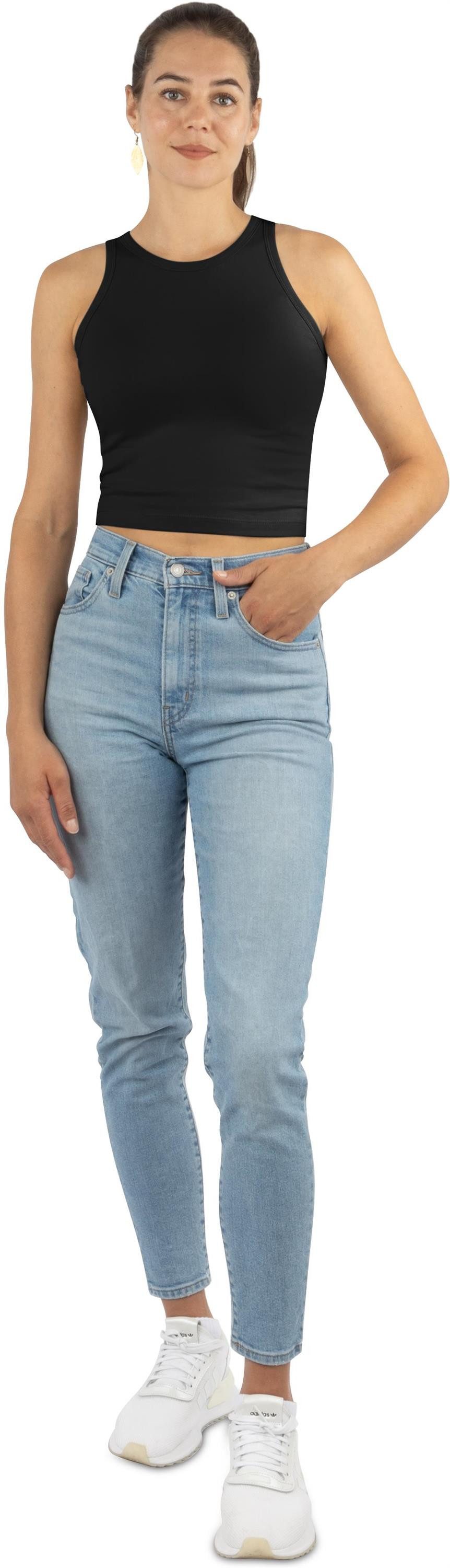 Janice Tanktop 2 x Damen crop Top hochgeschlossen Niah Kurzes Tanktop aus Baumwolle