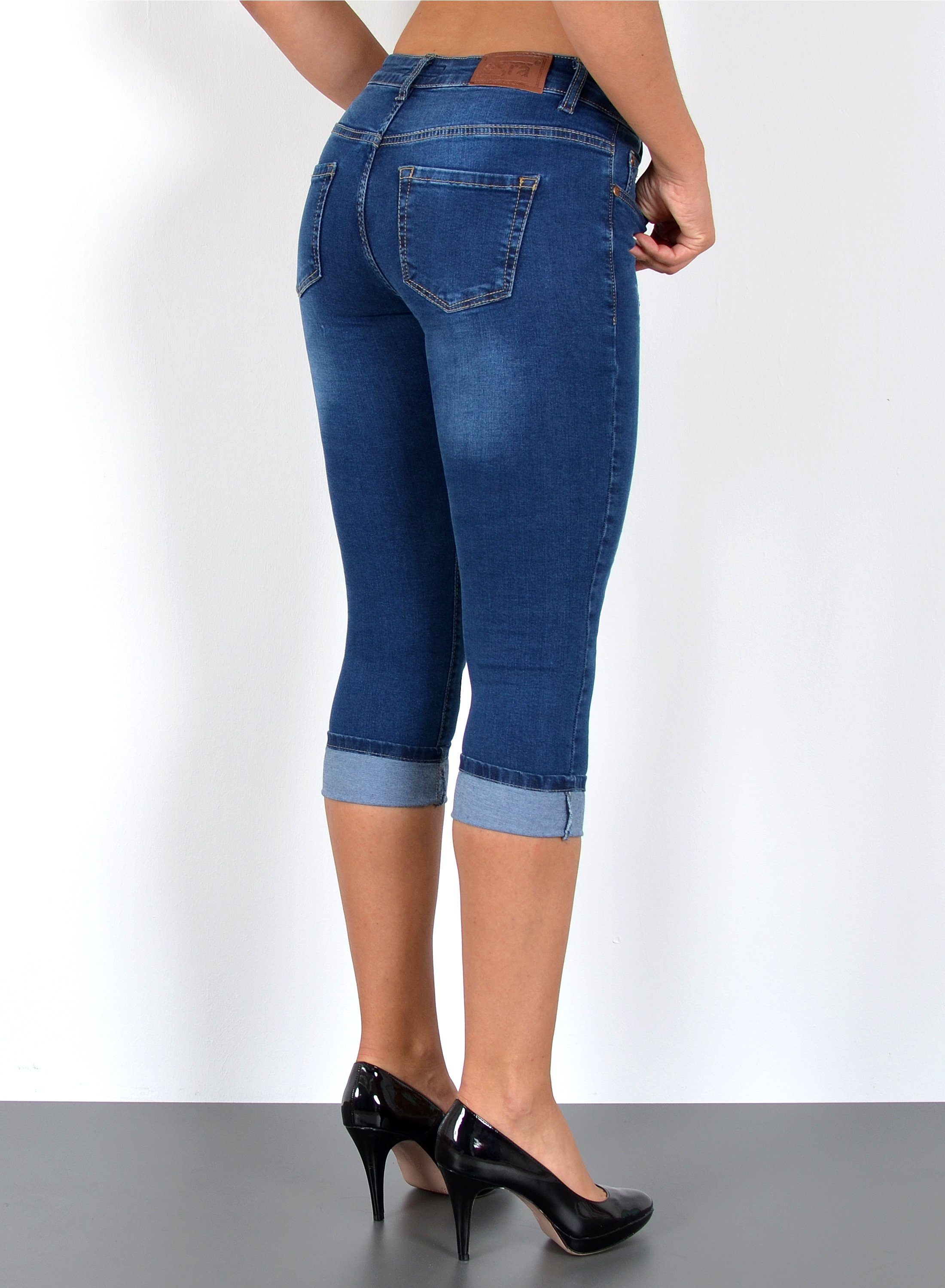ESRA Caprijeans High Waist Capri Jeans Damen bis Übergröße Plus Size Große Größe C15 High Waist Capri Jeans Damen Stretch 3/4 Jeans Shorts Damen Capri Hose – Bild 4 von 4