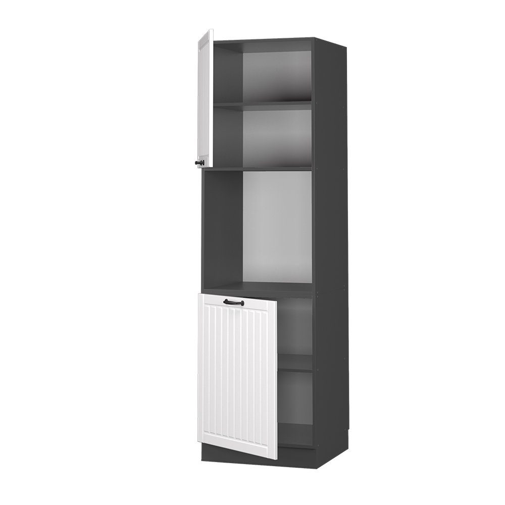 Vicco Herdumbauschrank Fame-Line, Weiß Landhaus/Anthrazit, 60 cm offen (1-St)