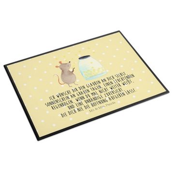 Mr. & Mrs. Panda Schreibtischunterlage Maus Sterne - Gelb Pastell - Geschenk, Taufgeschenk, Gute Laune, Kind, (1 tlg)