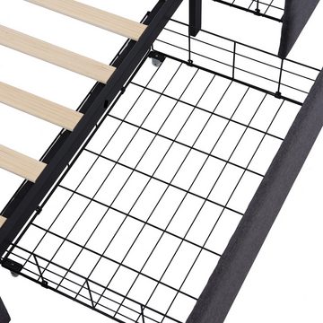 IDEASY Polsterbett Bettgestell,mit LED-Beleuchtung und 2 Schubladen, (90x200cm/140x200cm, Höhenverstellbarem Kopfteil, Grau), Schwarz (Ohne Matratze), rutschfeste Streifen angebracht