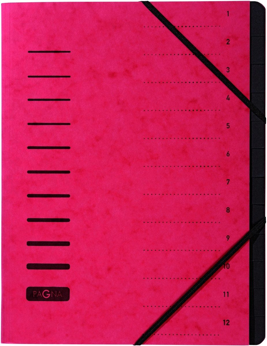 PAGNA Organisationsmappe Ordnungsmappe 12 Fächer rot