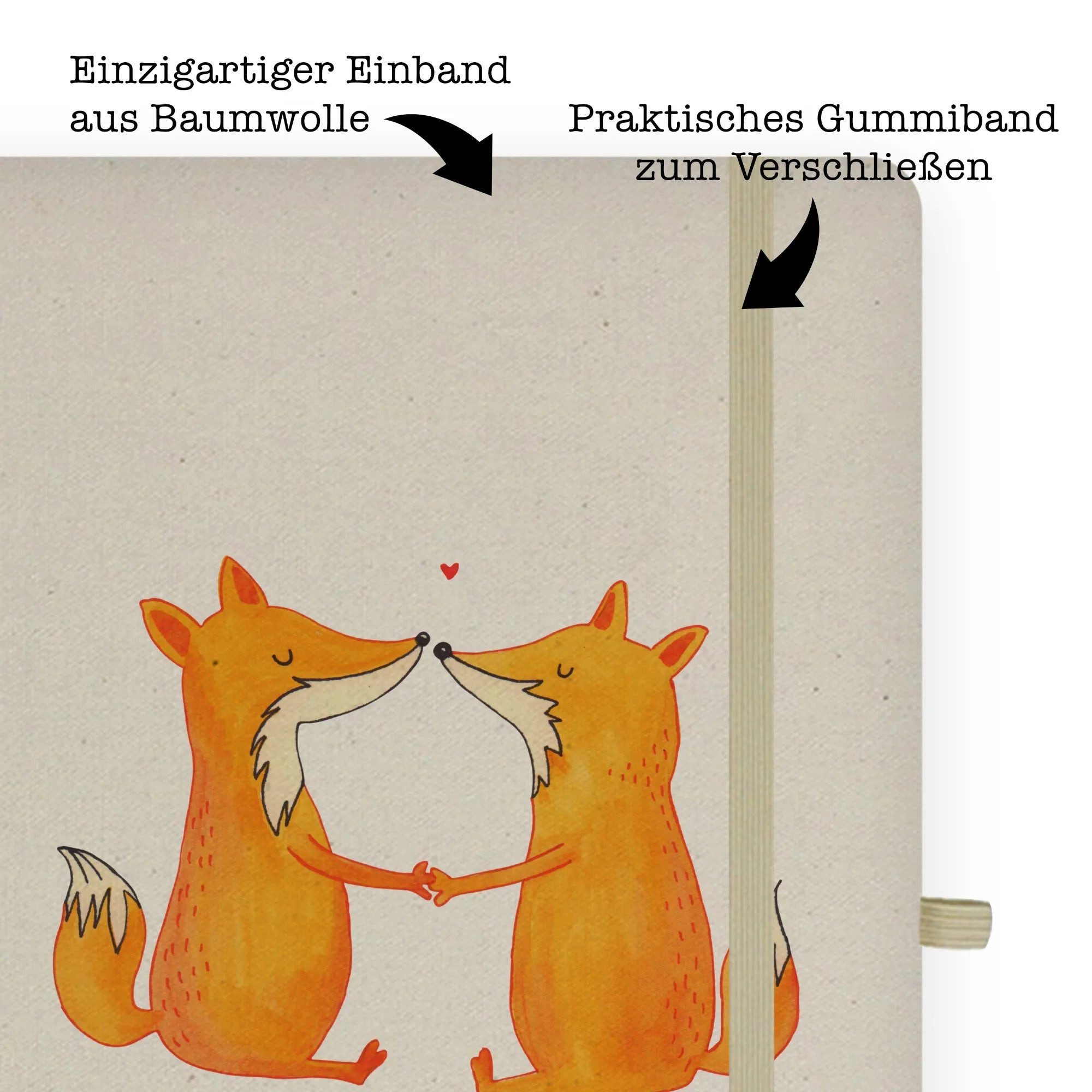 Thumbnail - Mr. & Mrs. Panda Notizbuch Füchse Liebe - Transparent - Geschenk, Partner, Notizbuch A4 Liniert, Mr. & Mrs. Panda, Langl...