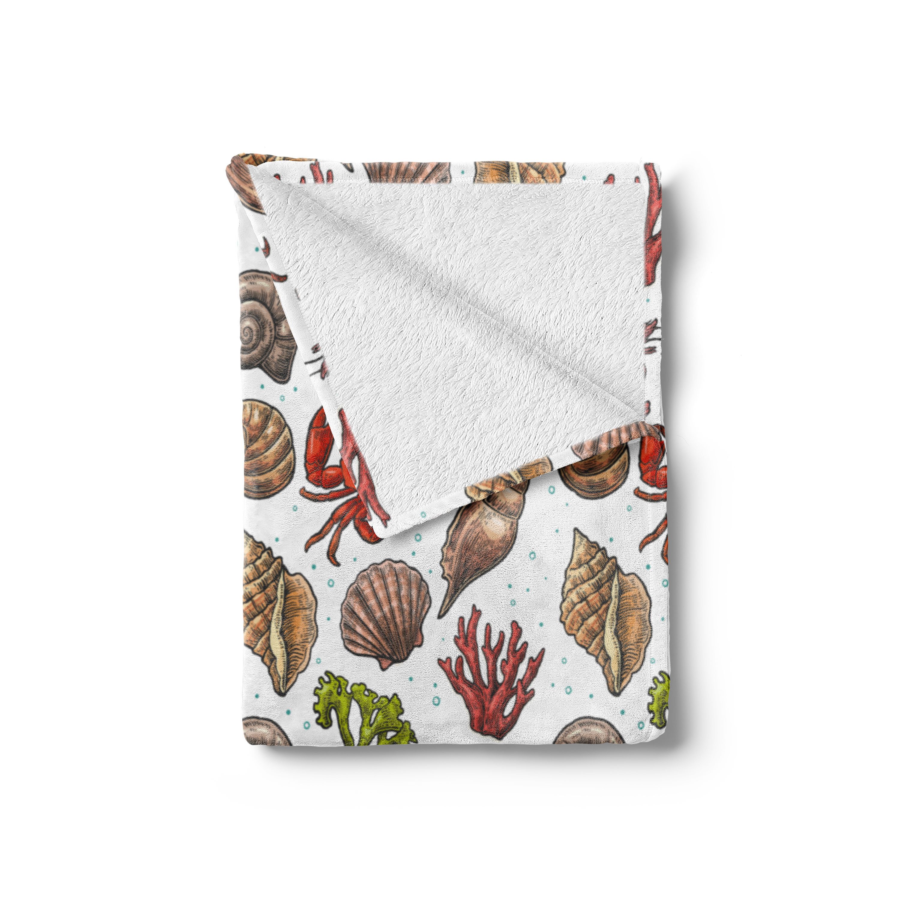 Wohndecke Gemütlicher Plüsch für den Innen- und Außenbereich, Abakuhaus, Sea Shells Maritime Garnelen