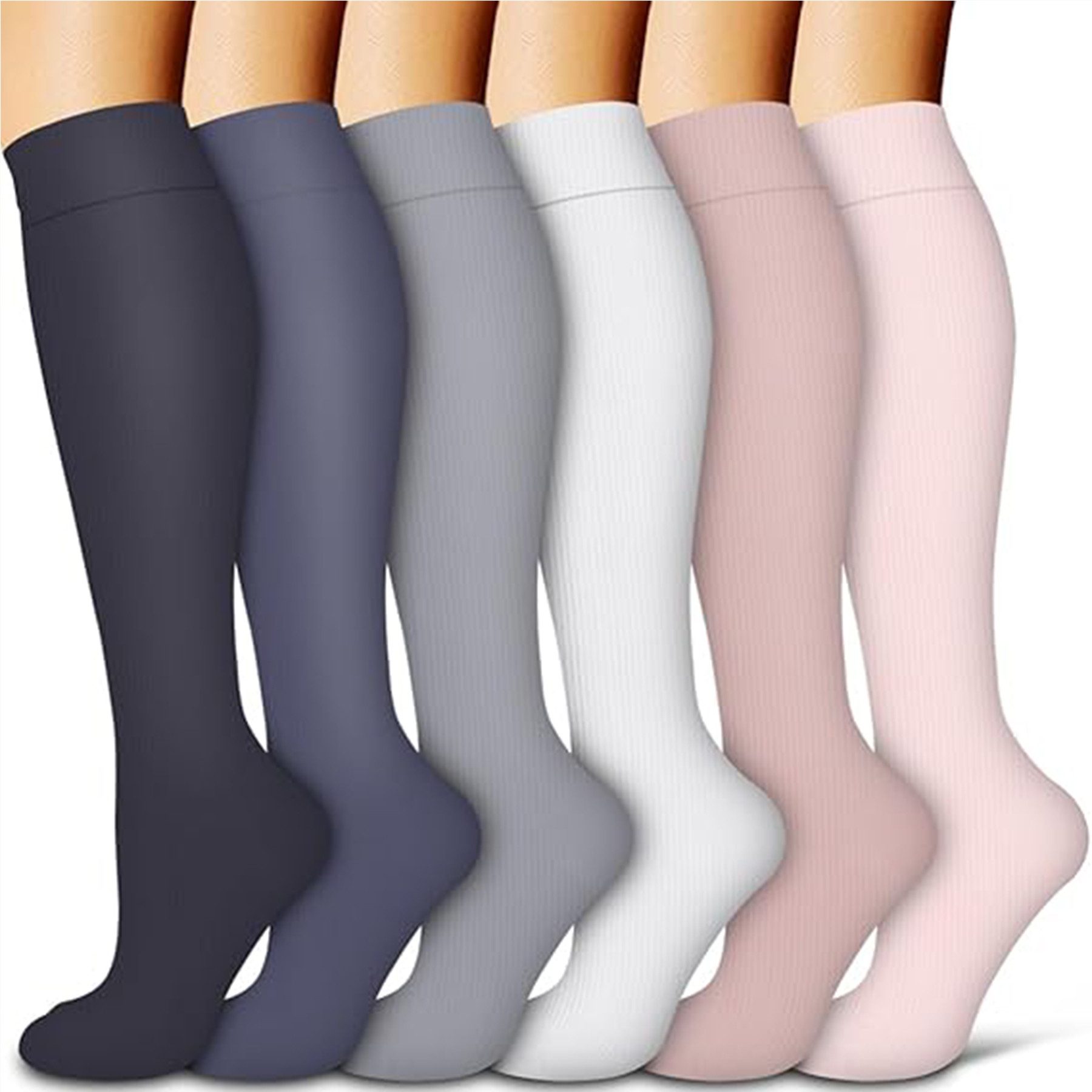Mutig Kompressionsstrümpfe 6 Paar Kompressionsstrümpfe 15-30mmHg,Stützstrümpfe für Damen & Herren (für Flug, Sport, Laufen, Radsport, Krankenschwester,Schwangerschaft, 6 Paar Medizinstrümpfe für Krankenschwestern auf Flugreisen) Bunte Stützstrümpfe,Abgest