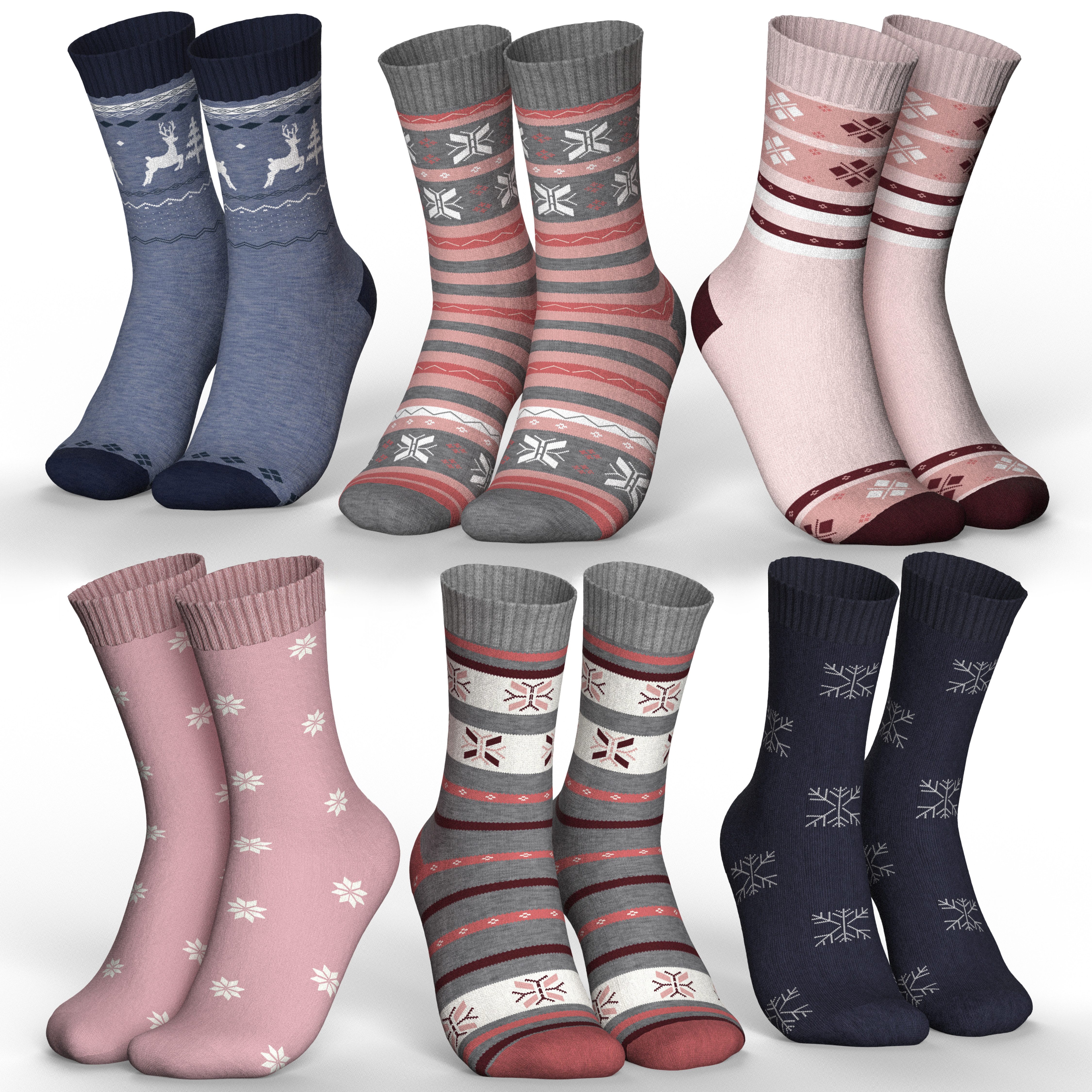 MEDOLY Thermosocken Damen Wintersocken mit 85% Baumwolle (6er Pack) Vollfrottee für extra Wärme