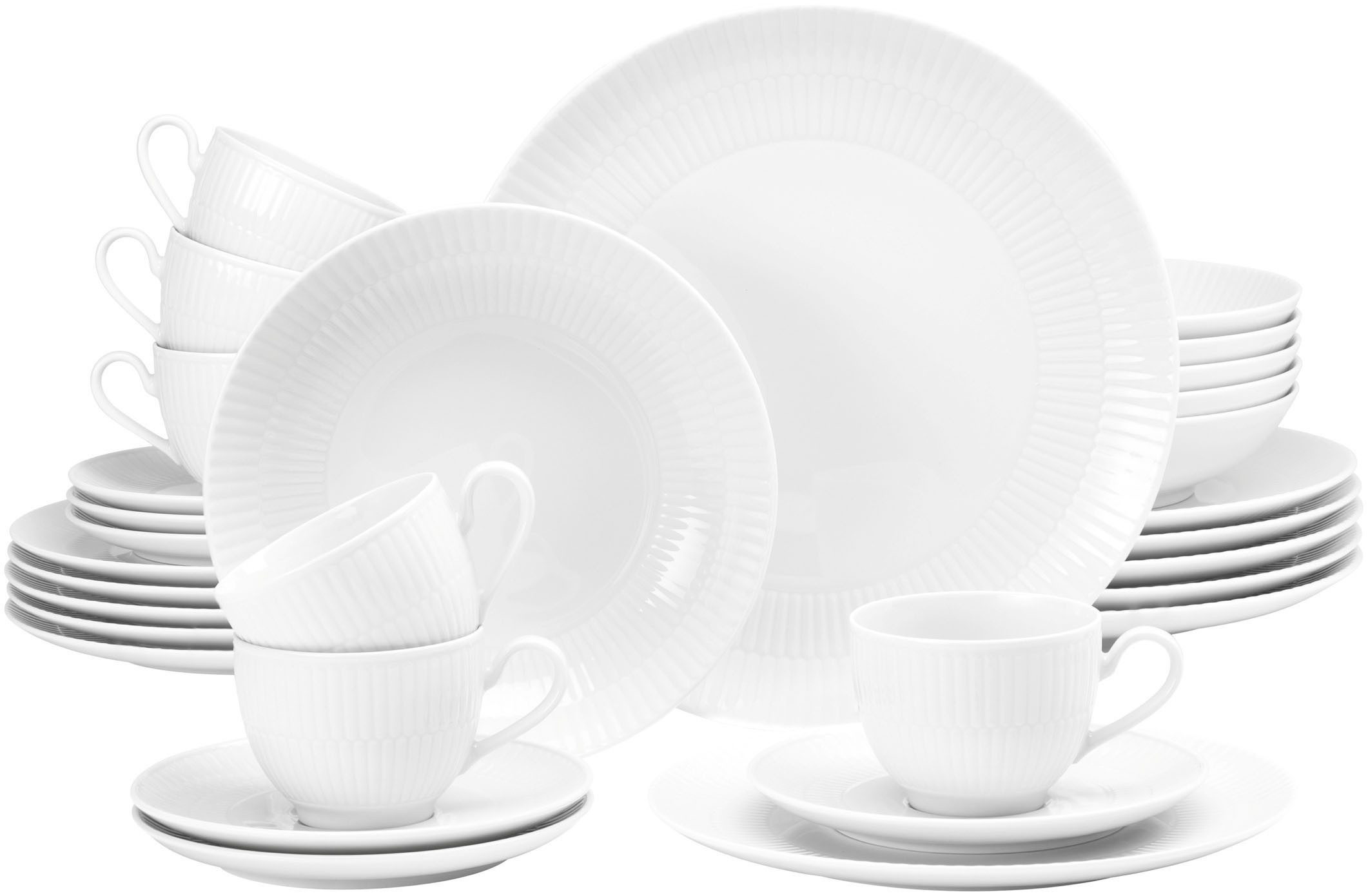 Seltmann Weiden Kombiservice Geschirr-Set, 30 Teile, Amina (30-tlg), 6 Personen, Porzellan, Tassen, Untertassen, Teller, Made in Germany, 30 Teile, für 6 Personen