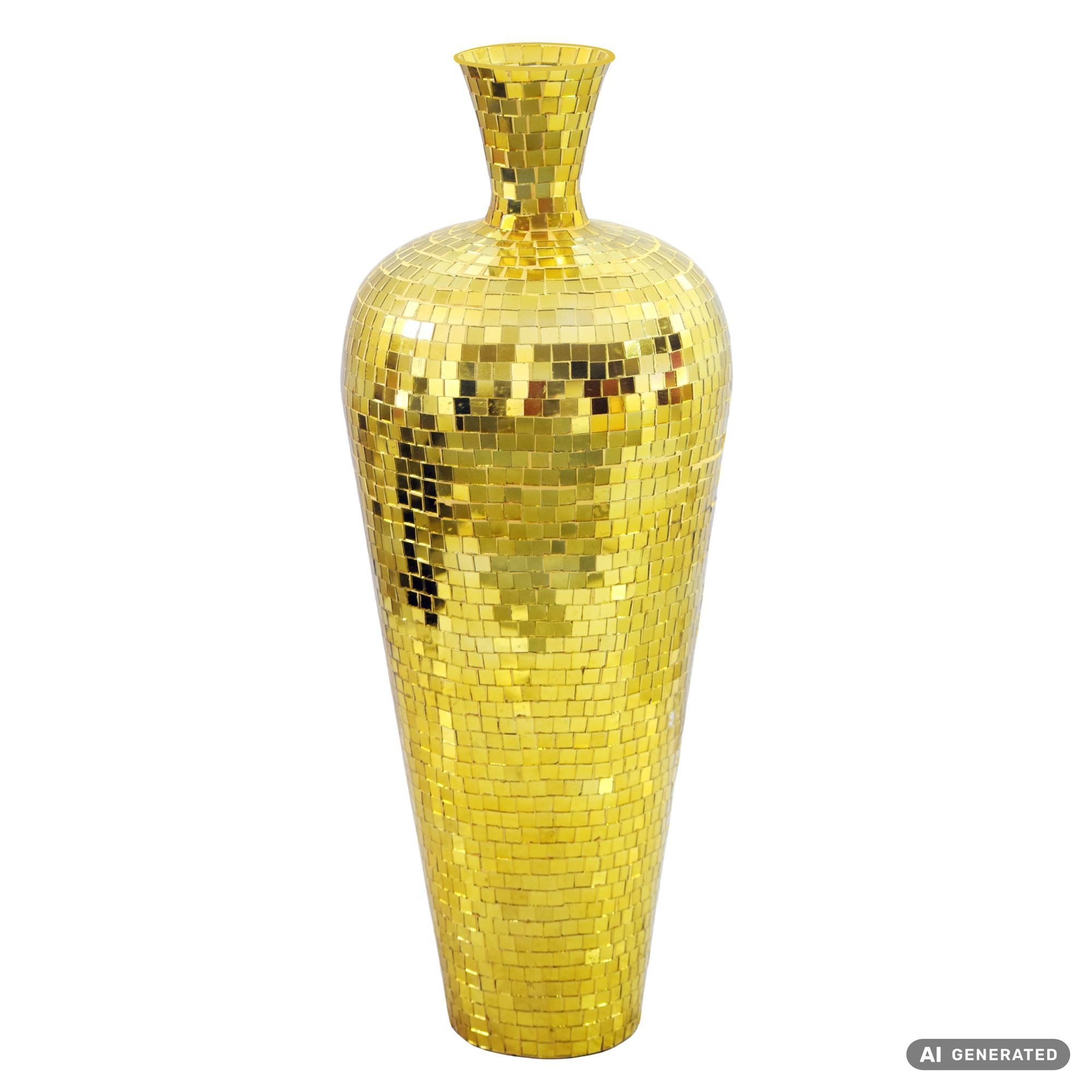 Wohnling Bodenvase WL7.580 Vase 70 cm Gold Standvase Blumenvase XL Wohndeko Groß (Große Metallvase aus lackiertem Metall), Wohnaccessoire im Stil einer Discokugel